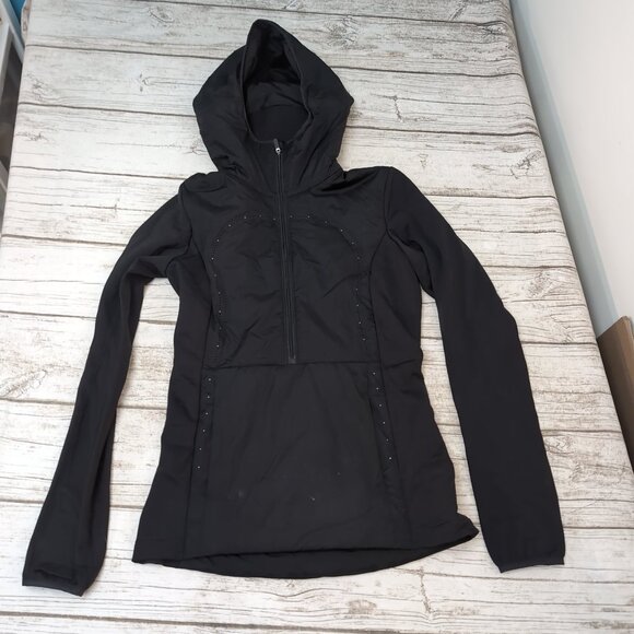 Lululemon Black Hooded Softshell Jacket Women Lightweight Activewear Size 17" - Picture 1 of 7